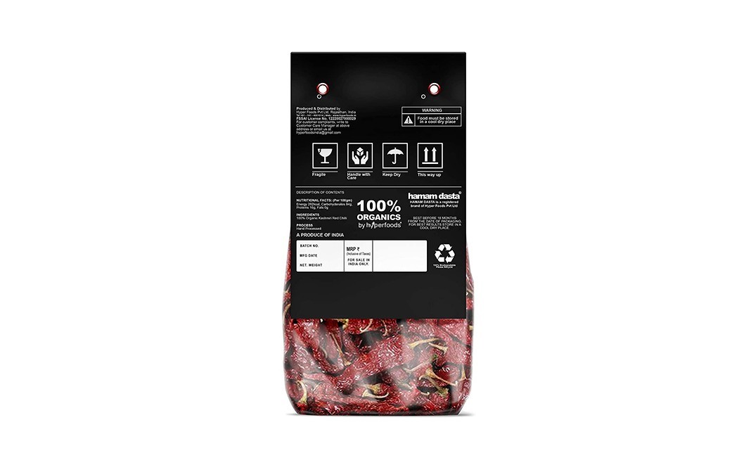 Hamam Dasta Organic Kashmiri Laal Mirchi    Pack  50 grams